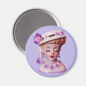 Liebliche Lady Head Vase Purple Flowers Puppe aus Magnet (Vorderseite/Rückseite)