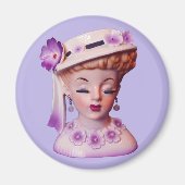 Liebliche Lady Head Vase Purple Flowers Puppe aus  Magnet (Vorne)