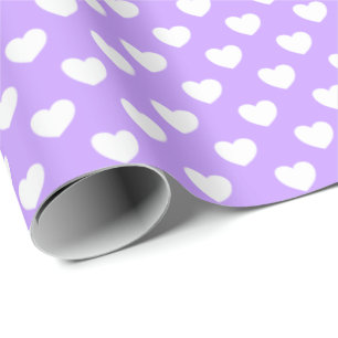 Liebliche Lavendel und Niedliche, weiße Herzen Geschenkpapier