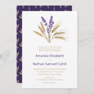 Liebliche Lavender & Wheat Wedding Einladung