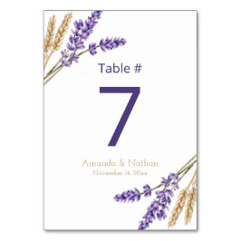 Liebliche Lavender & Wheat Wedding Tischnummer