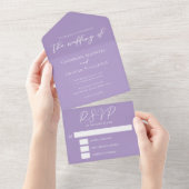 Liebliche Lilac-Hochzeit mit Lila weißer Typografi All In One Einladung (Abreißtisch)