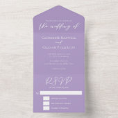 Liebliche Lilac-Hochzeit mit Lila weißer Typografi All In One Einladung (Innen)