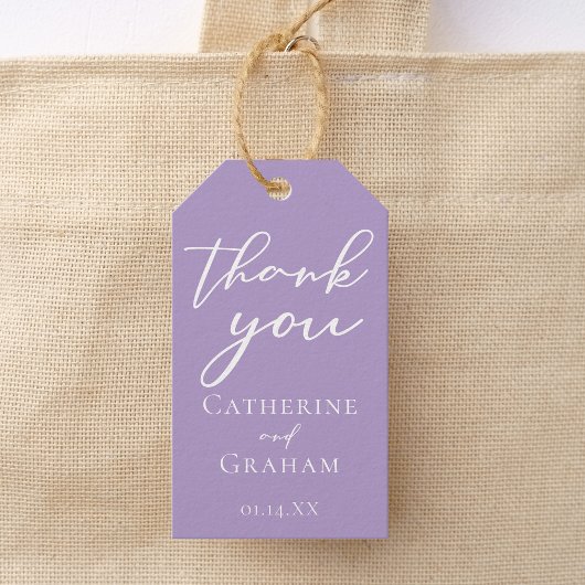 Liebliche Lilac-Hochzeit mit Lila weißer Typografi Geschenkanhänger
