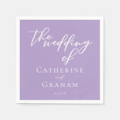 Liebliche Lilac-Hochzeit mit Lila weißer Typografi Serviette (Vorderseite)