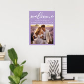 Liebliche Lilac Lila Paar Foto Hochzeit Willkommen Poster (Heimbüro)