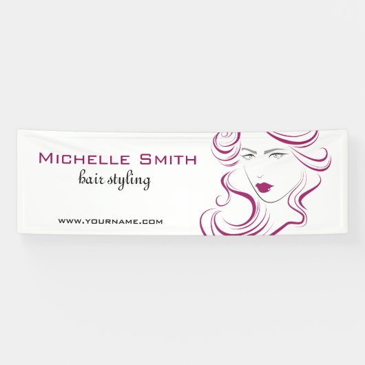 Liebliche Mädchen Ikone lila Haarstyling Branding Banner (Horizontal)