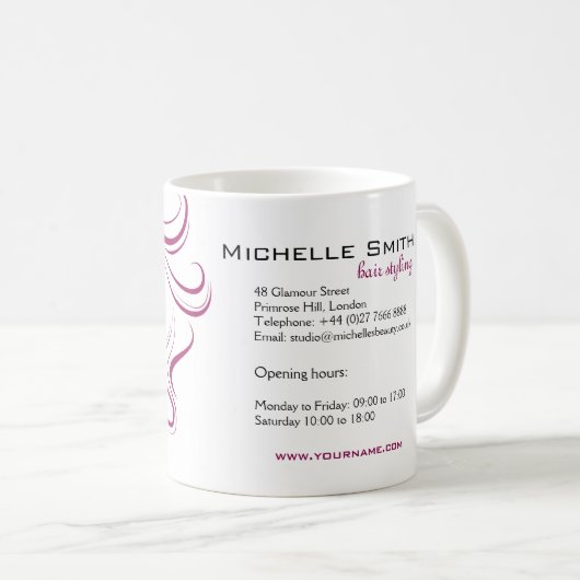 Liebliche Mädchen Ikone lila Haarstyling Branding Kaffeetasse (VorderseiteRechts)