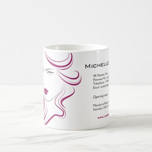 Liebliche Mädchen Ikone lila Haarstyling Branding Kaffeetasse (Mittel)