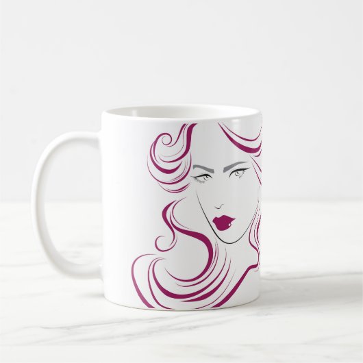 Liebliche Mädchen Ikone lila Haarstyling Branding Kaffeetasse (Links)