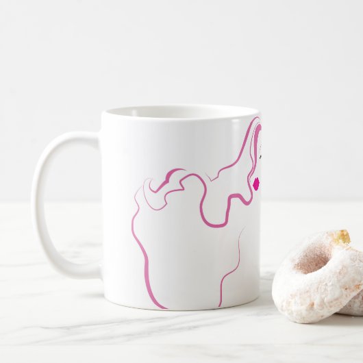 Liebliche Mädchen Ikone rosa Haare Haarstyling Bra Kaffeetasse (Mit Donut)