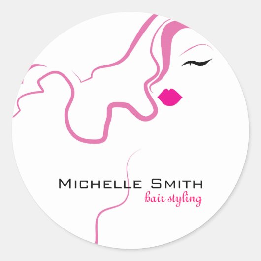 Liebliche Mädchen Ikone rosa Haare Haarstyling Bra Runder Aufkleber (Vorderseite)