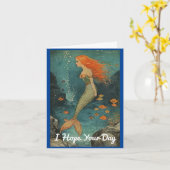 Liebliche Mermaid Birthday Grußkarte Karte (Gelbe Blume)