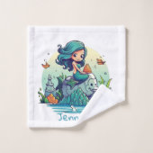 Liebliche Mermaid Kids Badhandtuch Set (Waschlappen)
