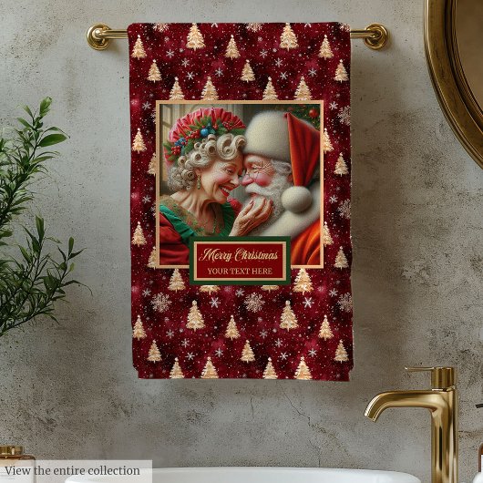 Liebliche Mr. und Mrs. Claus Red Gold Badtuch Badhandtuch Set