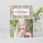 Liebliche Muster Weihnachts-Weihnachtsfotos Karten (Stehend Vorderseite)