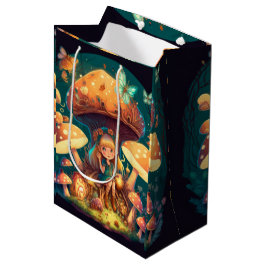 Liebliche niedliche Elfen spielen unter Pilzgesche Mittlere Geschenktüte