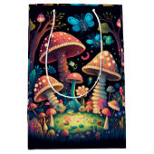 Liebliche niedliche Elfen spielen unter Pilzgesche Mittlere Geschenktüte (Vorderseite)