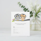 Liebliche Owls Hochzeitskarten RSVP Karte (Stehend Vorderseite)