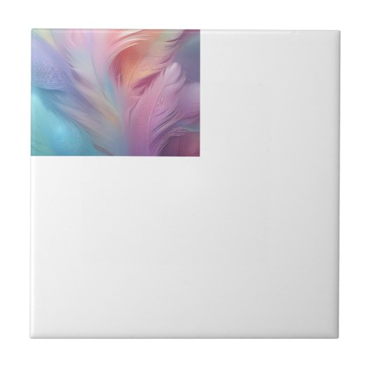 Liebliche Pastel Feathers Fliese (Vorderseite)