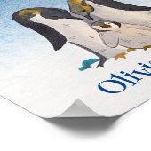 Liebliche Penguin-Familie Wasserfarbe Poster (Ecke)