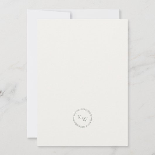 Liebliche Peonies sage Green Script Elfenbeintaufe Einladung (Rückseite)