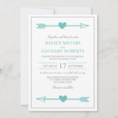 Liebliche Pfeile Einladung Hochzeit / Aquamarin un (Vorderseite)