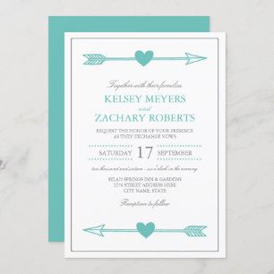 Liebliche Pfeile Einladung Hochzeit / Aquamarin un