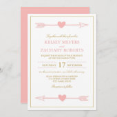 Liebliche Pfeile Einladung Hochzeit / Blush & Gold (Vorne/Hinten)
