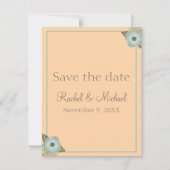 Liebliche Pfirsich und Aquamarine Hochzeitsangeleg Save The Date (Vorderseite)
