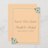 Liebliche Pfirsich und Aquamarine Hochzeitsangeleg Save The Date (Vorne/Hinten)