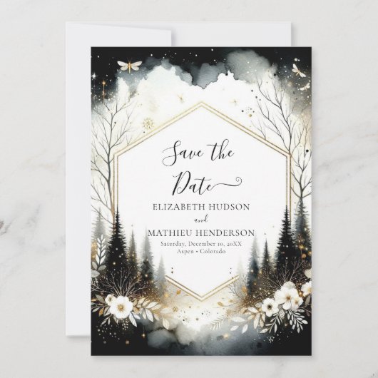 Liebliche Printable Bezaubernde Waldhochzeit Save The Date (Vorderseite)