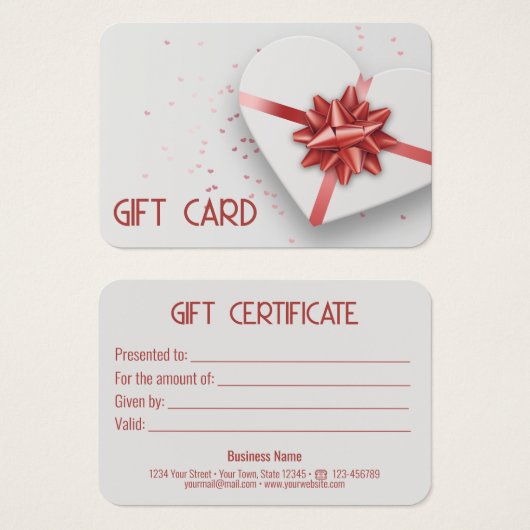 Liebliche Red Bow White Heart Geschenkboxen Gift C (Vorne & Hinten)