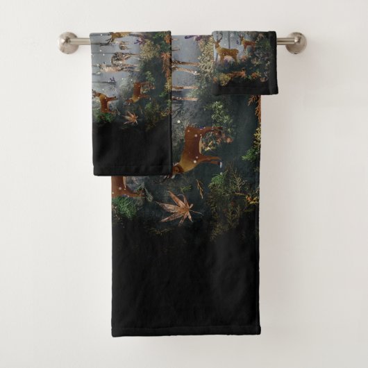 Liebliche Reindeer At Night Badhandtuch Set (Insitu)