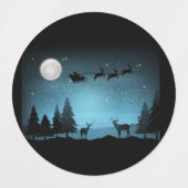 Liebliche Reindeer At Night Etiketten (Design 1)