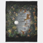 Liebliche Reindeer At Night Fleecedecke (Vorderseite)