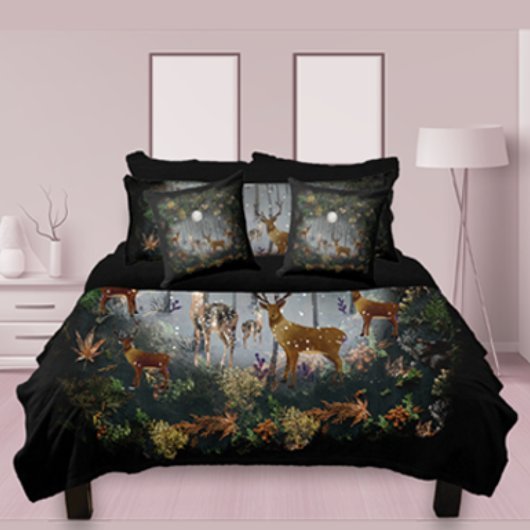 Liebliche Reindeer At Night Fleecedecke