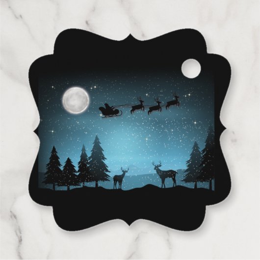 Liebliche Reindeer At Night Geschenkanhänger (Rückseite)