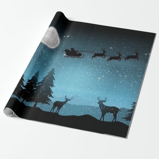 Liebliche Reindeer At Night Geschenkpapier (Ungerollt)