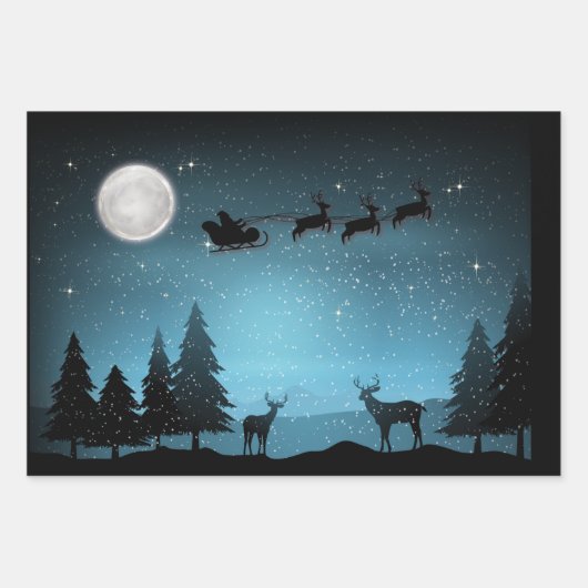 Liebliche Reindeer At Night Geschenkpapier Set (Vorderseite 3)