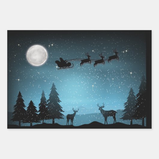 Liebliche Reindeer At Night Geschenkpapier Set (Vorderseite)