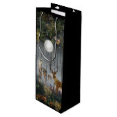 Liebliche Reindeer At Night Geschenktüte Für Weinflaschen (Vorderseite Schrägansicht)