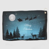 Liebliche Reindeer At Night Golfhandtuch (Horizontal)