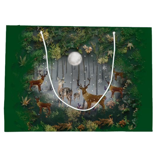 Liebliche Reindeer At Night Große Geschenktüte (Rückseite)
