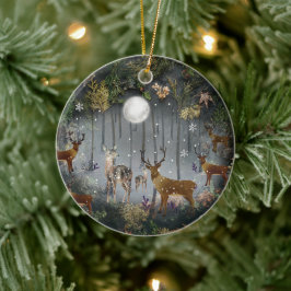 Liebliche Reindeer At Night Keramik Ornament