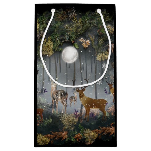 Liebliche Reindeer At Night Kleine Geschenktüte (Rückseite)