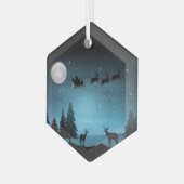 Liebliche Reindeer At Night Ornament Aus Glas (Vorderseite Links)