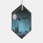 Liebliche Reindeer At Night Ornament Aus Glas (Vorderseite Rechts)