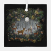 Liebliche Reindeer At Night Ornament Aus Glas (Rückseite)