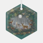Liebliche Reindeer At Night Ornament Aus Glas (Vorderseite)